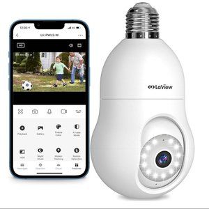 LaView 4MP Bulb Security Camera 2.4GHz,360° 2K Security Cameras Wireless Outdoor